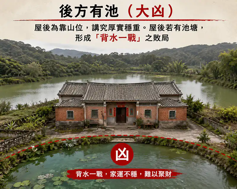 房子後方有池大凶